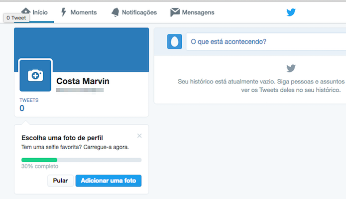 Conta do Twitter criada através do computador (Foto: Reprodução/Marvin Costa) (Foto: Conta do Twitter criada através do computador (Foto: Reprodução/Marvin Costa)) Conta do Twitter criada através do computador (Foto: Reprodução/Marvin Costa) (Foto: Conta do Twitter criada através do computador (Foto: Reprodução/Marvin Costa))