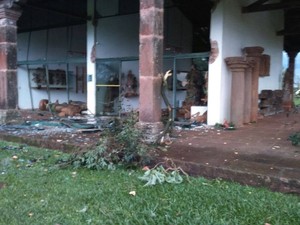 Museu de São Miguel das Missões (RS) foi destruído (Foto: Defesa Civil/Duvulgação)