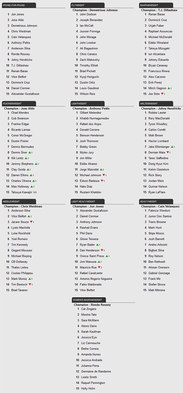 Ranking UFC (Foto: UFC)