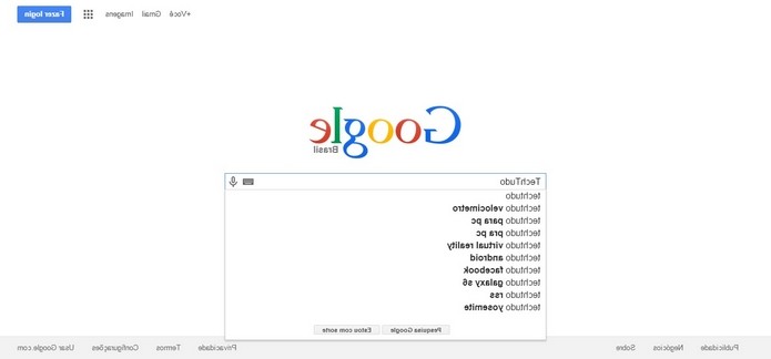 Google criou domínio que inverte a tela do buscador (Foto: Reprodução/Raquel Freire)