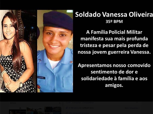 Facebook da PMERJ faz homenagem a policial que morreu em São Gonçalo (Foto: Reprodução/Internet)