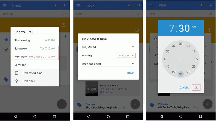 Inbox by Google adiciona alarme personalizado para caixa de entrada (Foto: Divulgação/Google)