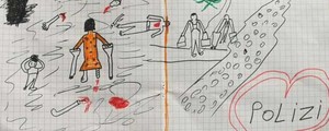 Criança síria desenha guerra e emociona polícia alemã (Reprodução/Twitter/Bundespolizei BY)