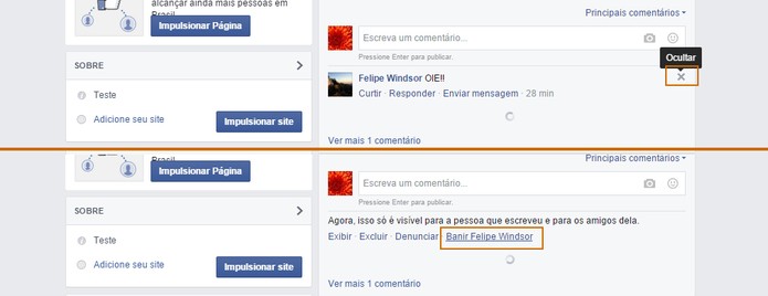 Banir o usuário pelo comentário na página do Facebook (Foto: Reprodução/Barbara Mannara)