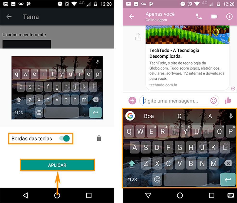 Altere a personalização do Gboard e veja o resultado no celular Android (Foto: Reprodução/Barbara Mannara)