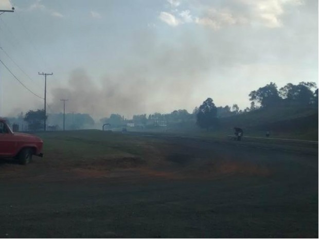 IncÃªndio aconteceu no km 261 da Rodovia JoÃ£o MellÃ£o (Foto: TEM VocÃª/ Telespectador)