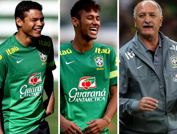MONTAGEM - Thiago silva neymar e Felipão brasil (Foto: Editoria de arte) MONTAGEM - Thiago silva neymar e Felipão brasil (Foto: Editoria de arte)