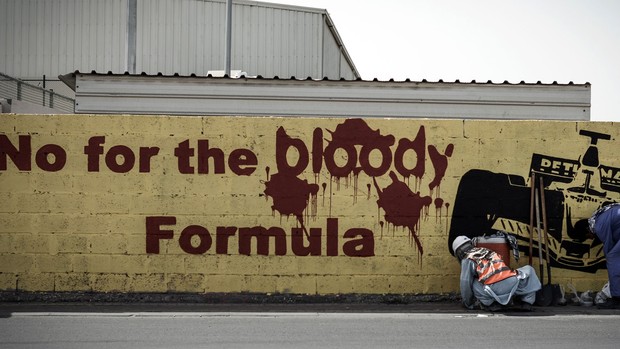 protesto muro pichado fórmula 1 bahrein (Foto: Agência AFP)