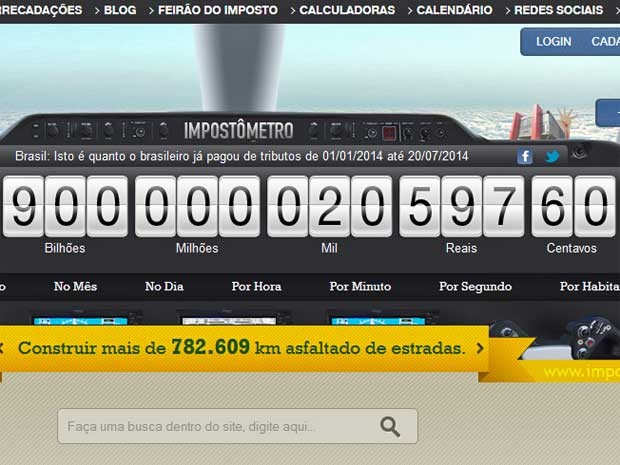 Impostômetro bate R$ 900 bilhões. (Foto: Reprodução / impostometro.com.br)
