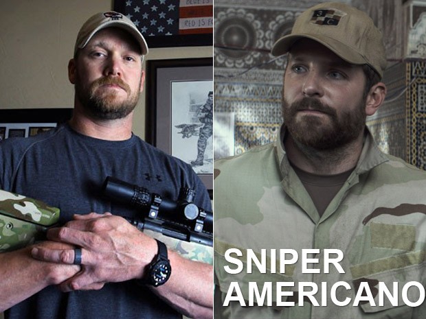 À esquerda, Chris Kyle em foto de 2012, e, à dir., Bradley Cooper em 'Sniper americano' (Foto: Paul Moseley/The Fort Worth Star-Telegram/AP e Divulgação)