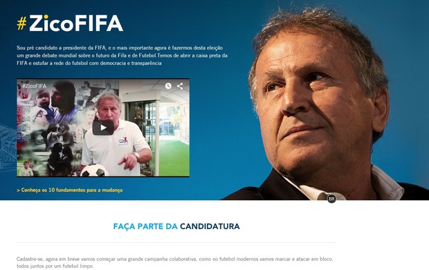 Zico lança site com candidatura à Fifa