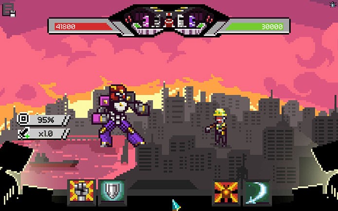 Há até mesmo batalhas com robôs gigantes em Chroma Squad (Foto: Reprodução/Felipe Vinha)
