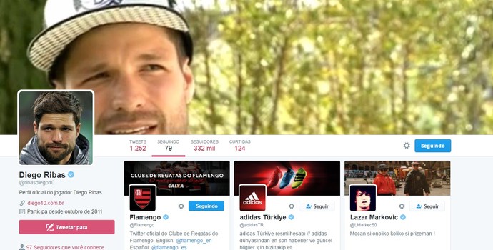 Diego agora segue o perfil oficial do Flamengo (Foto: Reprodução/Twitter)