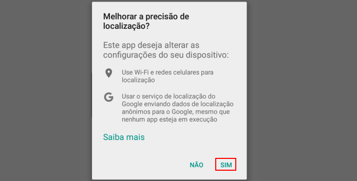 Autorizando o uso da localização no Litrão GO (Foto: Reprodução/Edivaldo Brito)