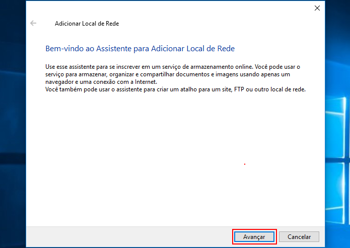 Iniciando o assistente para Adicionar um local de rede (Foto: Reprodução/Edivaldo Brito)