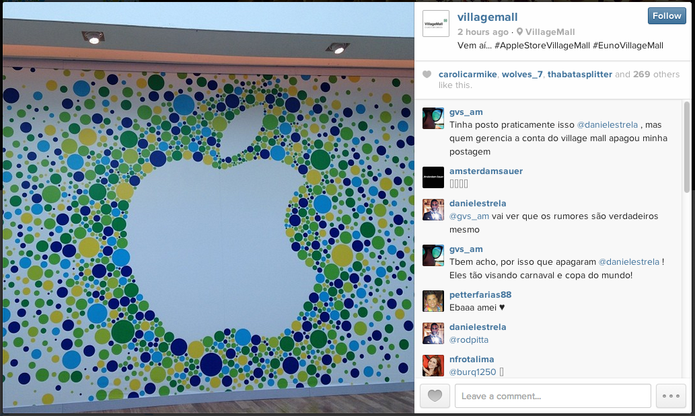 Apple Store confirmada em shopping de luxo na Zona Oeste do Rio (Foto: Reprodução / Instagram / VillageMall)