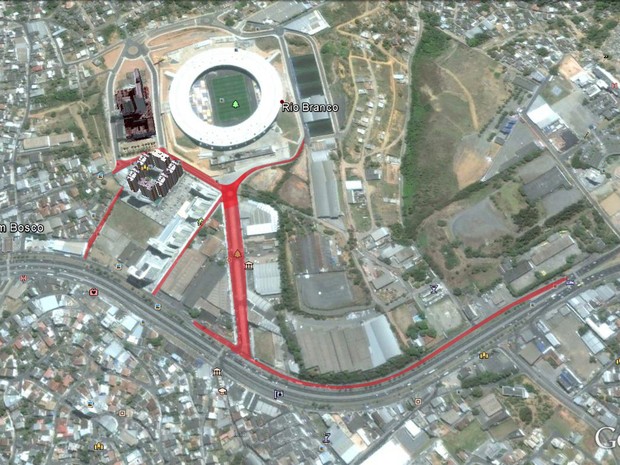 Mapa mostra as interdiÃ§Ãµes no trÃ¢nsito para o jogo do Flamengo em Cariacica (Foto: Arte/ Prefeitura de Cariacica)