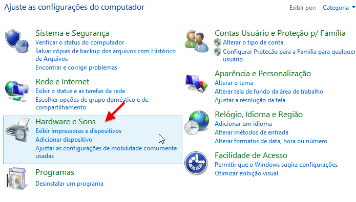 Acesse as configurações de hardware (Foto: Reprodução/Helito Bijora)