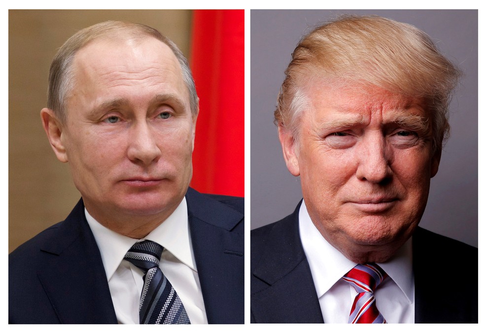 Combinação de imagens de arquivo mostra os presidentes Vladimir Putin e Donald Trump (Foto: REUTERS/Ivan Sekretarev/Pool/Lucas Jackson/File Photos )