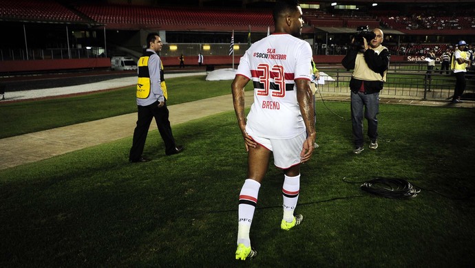 Breno lesão São Paulo x Goiás Campeonato Brasileiro 2015 (Foto: Marcos Ribolli)