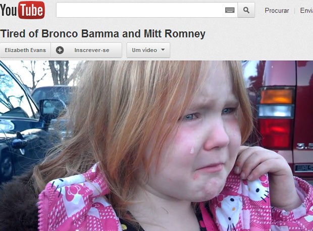 Garotinha chora e diz estar cansada de 'Bronco' Obama e Romney (Foto: Reprodução)