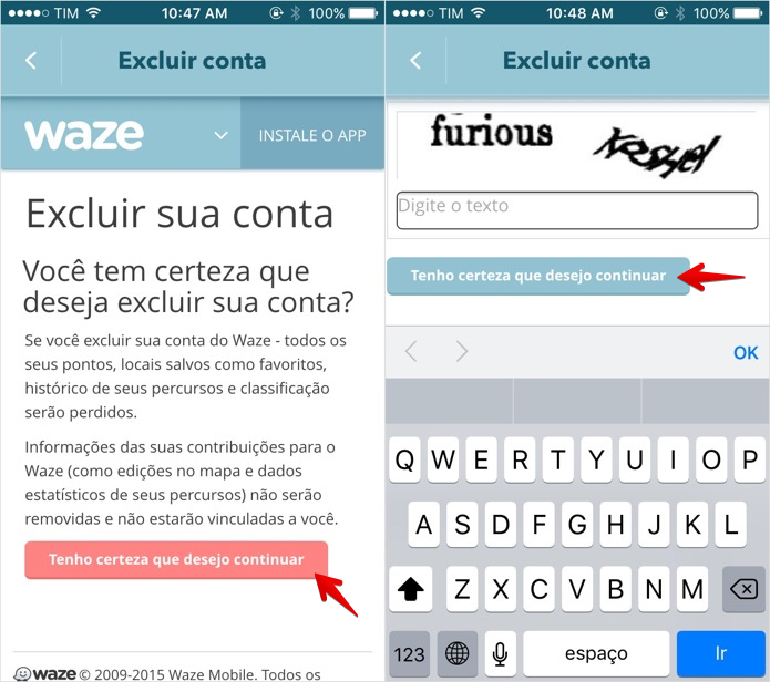 Excluindo conta do Waze (Foto: Reprodução/Helito Bijora) Excluindo conta do Waze (Foto: Reprodução/Helito Bijora)