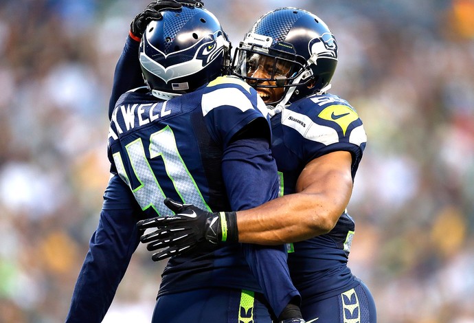 Bobby Wagner e Byron Maxwell, Comemoração do Seattle Seahawks contra o Green Bay Packers (Foto: Getty Images)