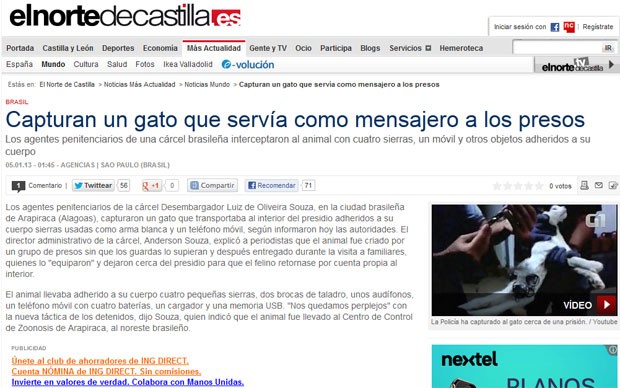 Site espanhol também destacou a notícia ocorrida no interior de Alagoas (Foto: Reprodução)