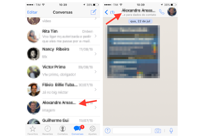 Acessando as configurações para um contato do WhatsApp no iPhone (Foto: Reprodução/Marvin Costa) Acessando as configurações para um contato do WhatsApp no iPhone (Foto: Reprodução/Marvin Costa)