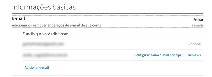 Defina ou exclua seu e-mail primário (Foto: Reprodução/André Sugai)