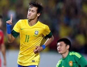 Neymar, Comemoração, Brasil x China (Foto: Agência AP)