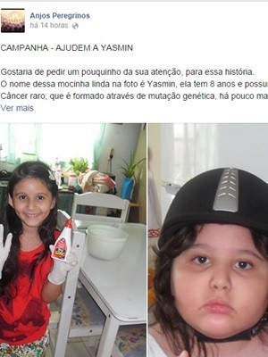 Foto em campanha dos Anjos Peregrinos mostram Yasmin antes do câncer (Foto: Reprodução/Facebook)