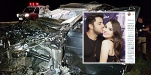 Cantor Cristiano Araújo e namorada morrem em acidente de carro (Divulgação/PRF e Reprodução/Instagram)