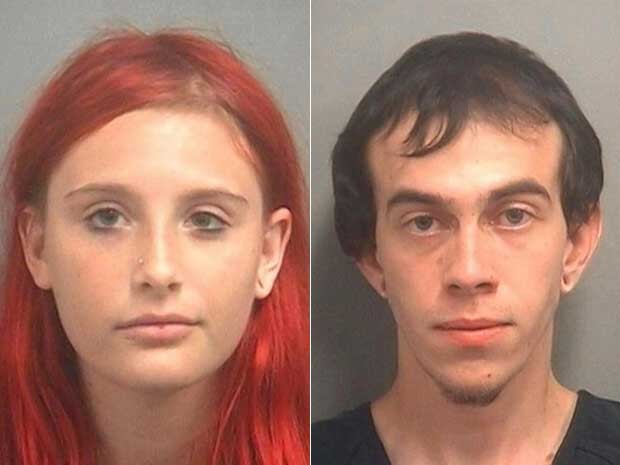 Rose Cohen e Christopher MacDonald foram presos por atear fogo em veiculos e em bandeira americana na Flórida, nos EUA (Foto: Divulgação/ Palm beach country sheriff's office)