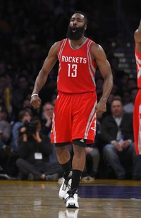 James Harden, do Houston Rockets, contra o Los Angeles Lakers (Foto: Mark J. Terrill/AP)