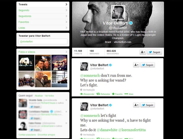 Twitter Vitor Belfort provoca Chael Sonnen (Foto: Reprodução / Twitter)