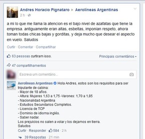 Preconceito Fica Em Terra Diz Aerea Apos Critica A Fisico De Comissarias Turismo E Viagem G1