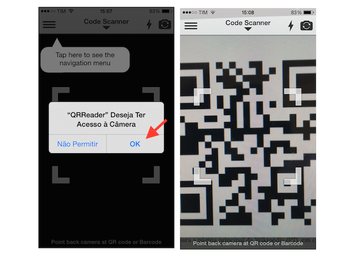 Utilizando o QR Code Reader para ler um código QR no iPhone (Foto: Reprodução/Marvin Costa)