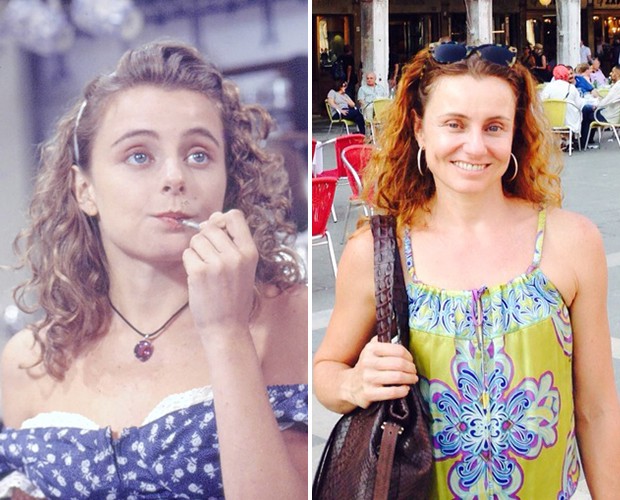 Antes e depois de Carolyna Aguiar, na novela Fera Ferida e nos dias de hoje (Foto: CEDOC / TV Globo / Arquivo Pessoal)