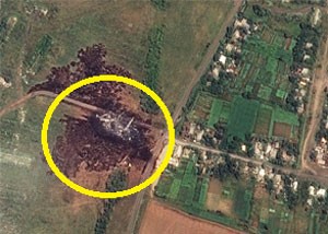 Círculo mostra o local dos destroços. (Foto: Airbus DS/AllSource Analysis)