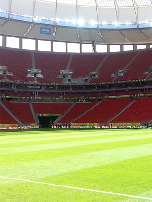 gramado estádio Mané Garrincha jogo (Foto: Richard Souza)