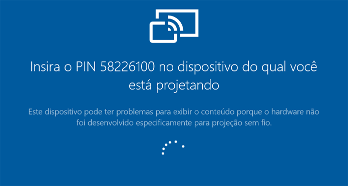 Aplicativo exibe PIN para permitir projeção (Foto: Reprodução/Windows)