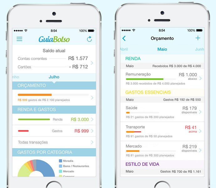 App GuiaBolso, que automatiza o controle de gastos.