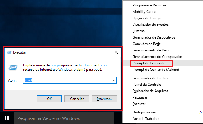 Executando o Prompt de Comando no Windows 10 Foto ReproduoEdivaldo Brito