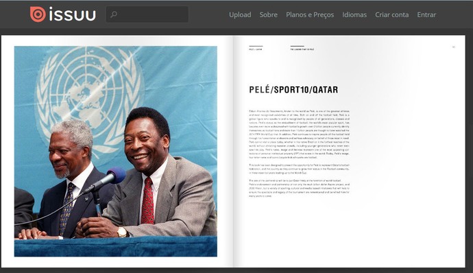 Livreto com plano de parceria entre Pelé e Catar (Foto: Reprodução/ISSUU)
