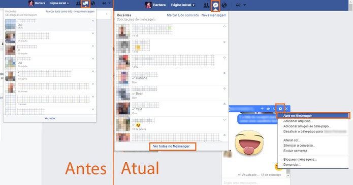 Messenger ganha interface embutida no Facebook web (Foto: Reprodução/Barbara Mannara)