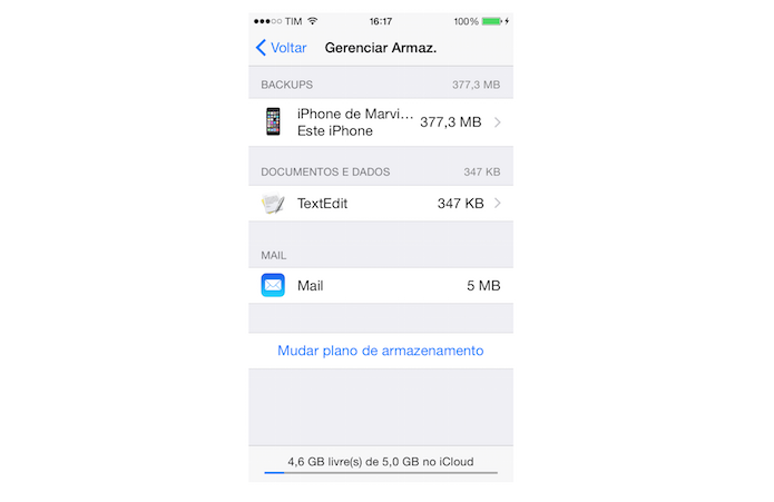 O tamanho do backup do iPhone no iCloud foi alterado (Foto: Reprodução/Marvin Costa)
