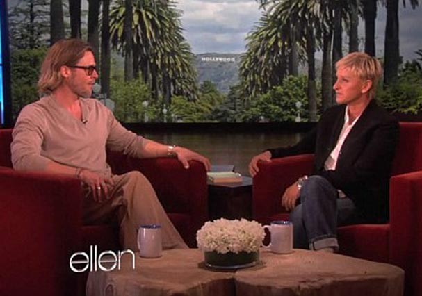 Brad Pitt no programa de Ellen DeGeneres quando afirmou que todos deveriam ter os mesmo direitos (Foto: Reprodução)