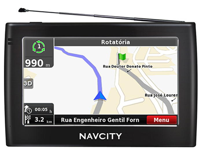 Visão geral da tela de navegação do GPS NavCity Way 55 (Foto: Divulgação)