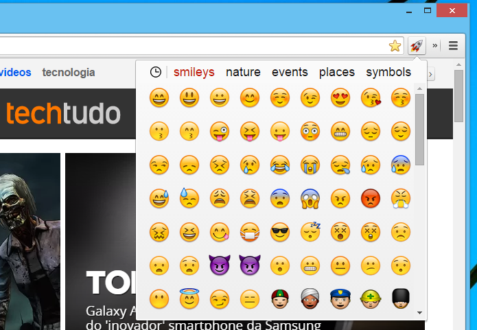 Usando Emojis no Chrome (Foto: Reprodução/Helito Bijora)